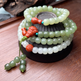 水青四圈-渐变南红龟背花瓶老形珠671E