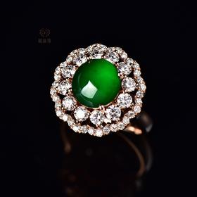【绽放】满绿翡翠戒    JZ2308011