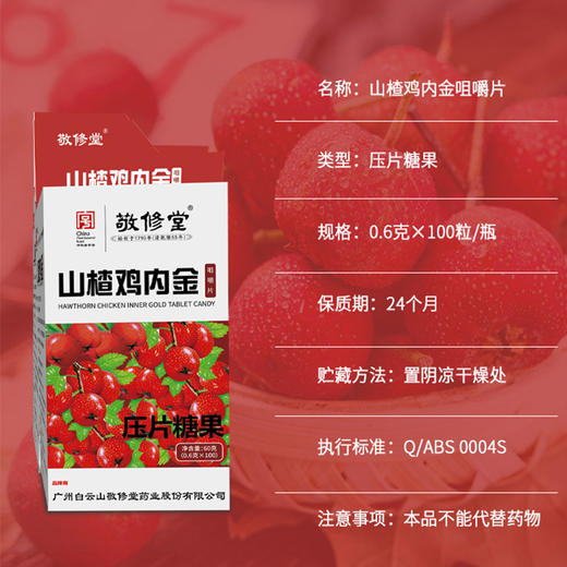 白云山敬修堂山楂鸡内金片儿童健胃宝宝咀嚼消食片 商品图3