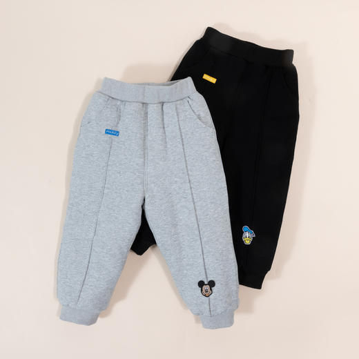 迪士尼童装男童加厚保暖束脚裤简约运动裤秋冬款宝宝夹棉长裤234K1373
 商品图5