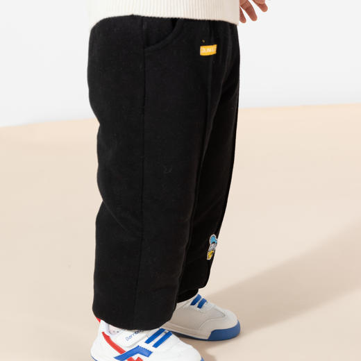 迪士尼童装男童加厚保暖束脚裤简约运动裤秋冬款宝宝夹棉长裤234K1373
 商品图3