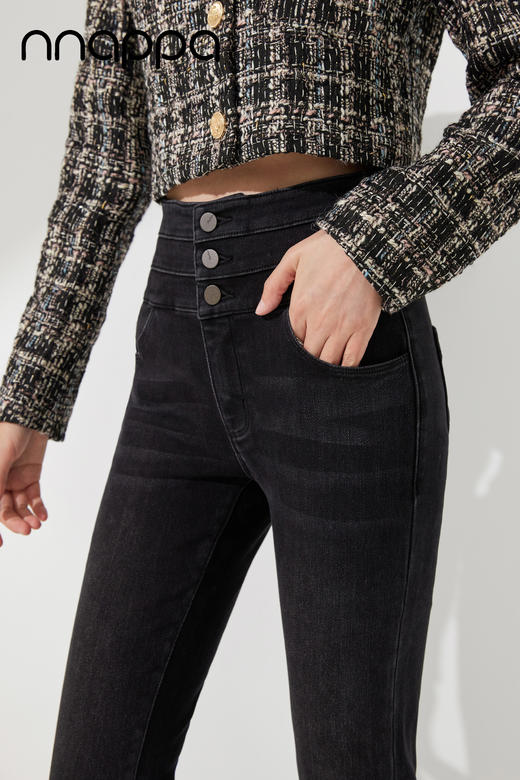 时尚磨绒三排扣牛仔女裤MRN2002 商品图4