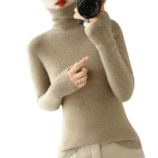 秋冬新品堆堆领针织衫修身高领毛衣女紧身打底衫糖果色内搭毛衫女 商品图4