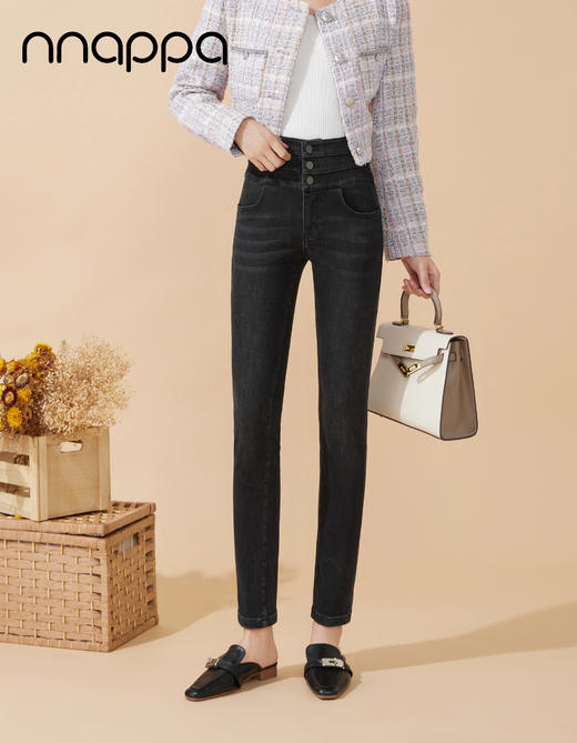 时尚磨绒三排扣牛仔女裤MRN2002 商品图2