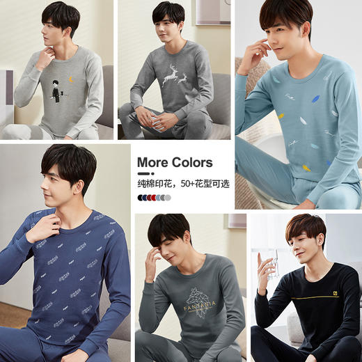 【秋冬必备保暖！】全棉衬衣衬裤套装，男士棉毛衫打底，薄款保暖内衣，青年纯棉秋衣秋裤。ry 商品图1