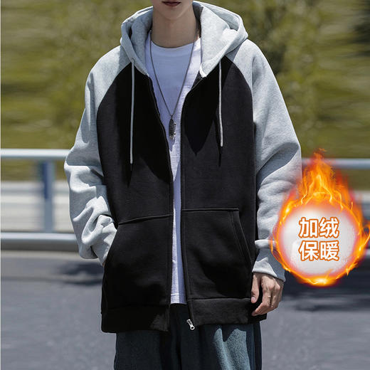 【圈】【新款DSY】大依优型雷萨顿威加绒开衫卫衣外套大码男装宽松圆领印花潮流男士加肥加大胖子上衣 商品图0