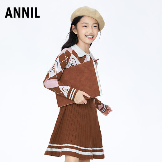 【实体店同款】女童翻领长袖连衣裙2023年冬季新款安奈儿童装AG343772 商品图1