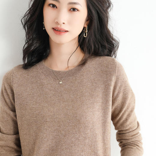 【特价清仓】秋冬季圆领针织女宽松大码长袖百搭纯色套头毛衣内搭薄款打底衫 商品图1