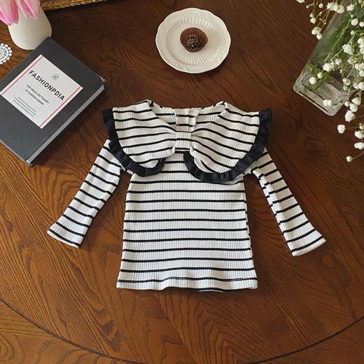 【翻领设计，可爱与时尚！】ins春秋款婴幼儿童女宝宝条纹翻领大蝴蝶结长袖哈衣半身裙两件套 商品图6