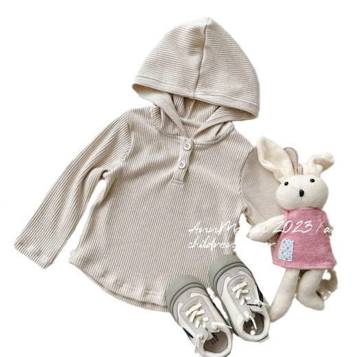 【各种下装搭配，打造多样化的造型！】柠里女童韩系童装2023年秋季新款儿童休闲百搭日常针织连帽上衣潮lm 商品图4