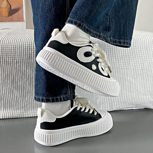 「两款配色」2023秋季新款熊猫松糕鞋 休闲厚底鞋学生韩版日常板鞋女鞋 商品图1