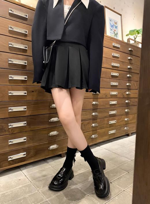 【鞋柜必备款式！超百搭】波士顿学院~复古圆头增高厚底乐福鞋女小皮鞋，复古增高鞋,厚底乐福鞋,显瘦效果,多场合穿着,舒适度高。 商品图1