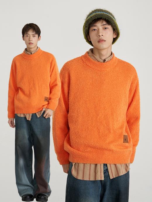 CryingCenter 落日橘海盐蓝圈圈毛圆领宽松基础款毛衣 哭喊中心 商品图3