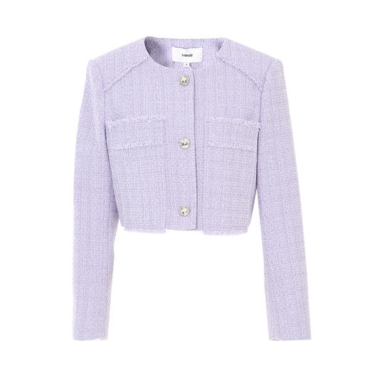 VIMAGE纬漫纪秋季新款紫色小香风外套V2003609 商品图5