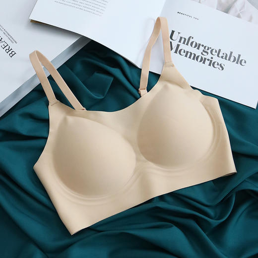TG-TG02S208真丝无痕果冻条文胸 款无钢圈桑蚕丝内衣侧翼加宽收副乳 商品图7