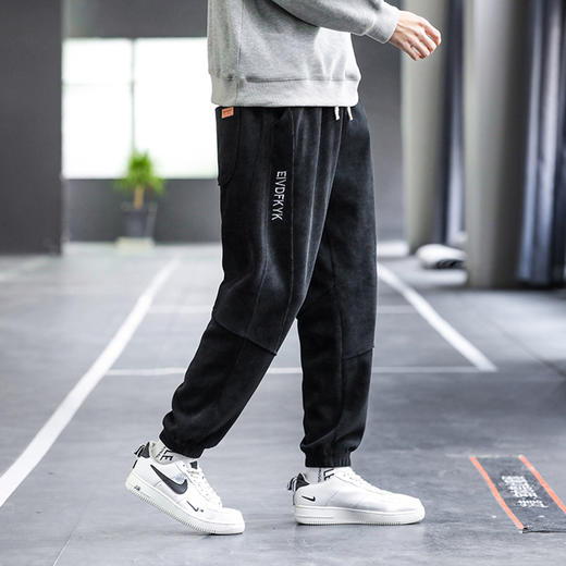 【新款DH】大依优型大码灯芯绒橡筋口奥利绒内里加绒裤休闲裤宽松小脚长裤加肥加大裤子胖子 商品图2