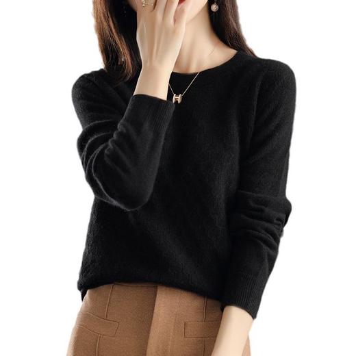 品牌2023夏季韩系风日韩休闲纯羊毛套头圆领常规毛衣女式羊毛衫 商品图4