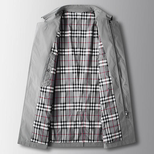 【舒适有型！翻领男式风衣】2023春秋新款翻领纯色中青年男装商务外套，中长款展现潮流品味，帅气中透出一丝休闲风。 商品图3