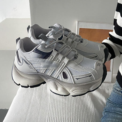 「三款配色！韩版老爹鞋」新款女2023秋季学生运动跑步厚底休闲鞋 商品图1