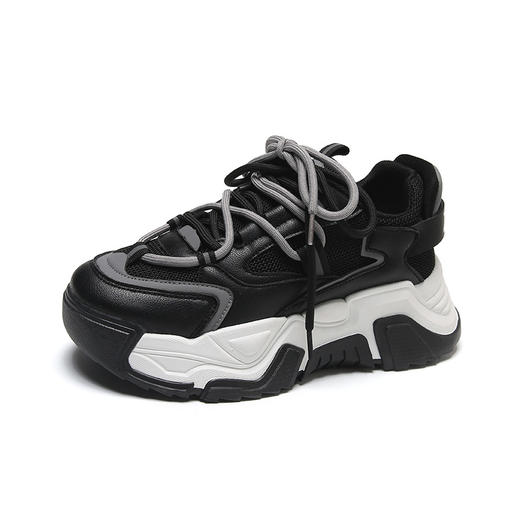 「三色可选！加不加绒两款」2023春季新款运动鞋 学生时尚厚底老爹鞋女休闲跑步鞋 商品图4