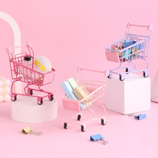 【培养孩子动手能力小玩具】迷你过家家玩具，ins风创意儿童仿真玩具，超市购物车益智模型，收纳小推车 商品图0