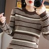 2023秋冬新款圆领撞色条纹毛衣女时尚加厚针织打底衫上衣女外穿 商品缩略图4