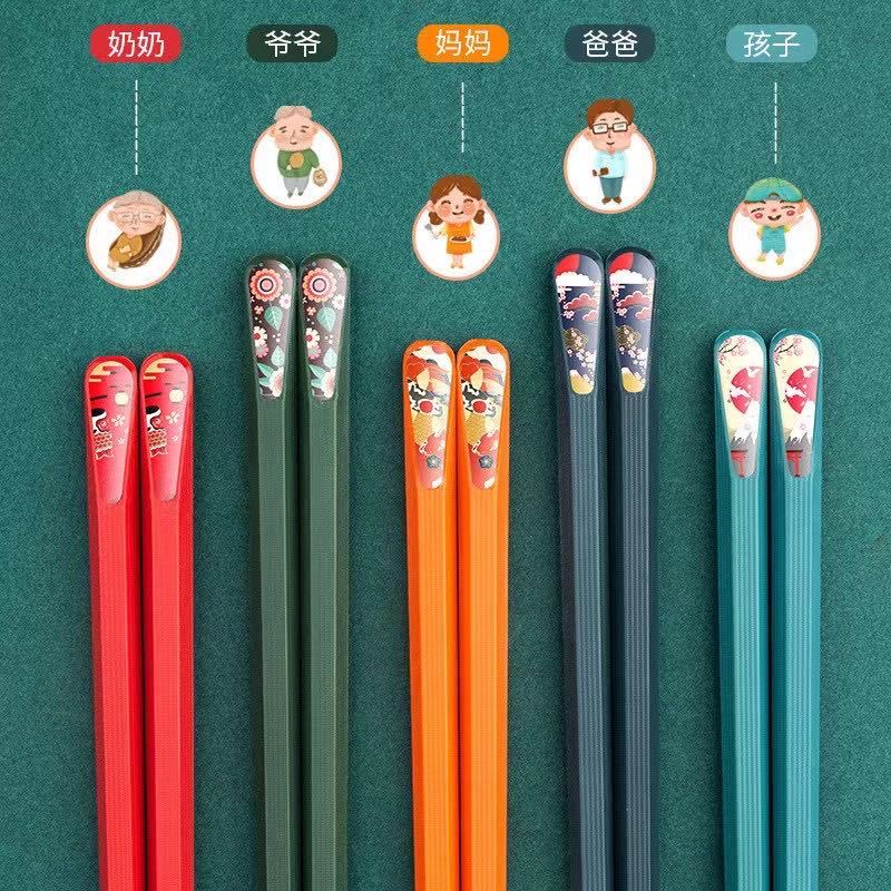 【家居百货】【⁧国潮合金筷子】⁩一人一筷，⁩安心用餐，⁡健康分筷，‌专人专筷，5种颜色，5双1套