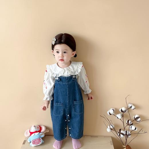 【无袖背带连体设计！舒适又时尚】婴儿衣服秋款韩版婴幼儿童，宝宝软牛仔吊带外出爬服，温柔呵护 兔耳蓬松可爱 软萌细节，百变造型，展现宝贝独特魅力 商品图3