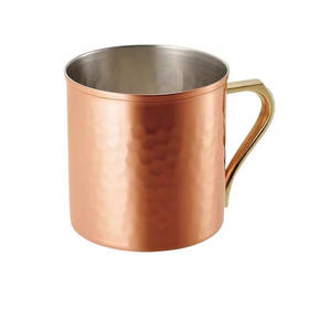 日本进口食乐工房ASAHI手作纯铜杯锤目纹咖啡杯啤酒冷饮马克杯茶杯