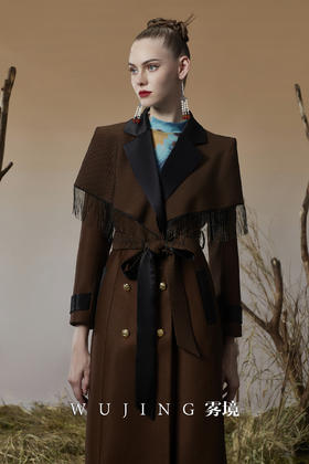 3203079 幽褐怀金 高级颗粒流光皱磨砂缎，进口三醋酸外套 雾境