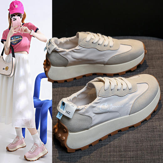 「三款配色！颜值派」2023夏季新款厚底阿甘鞋 学生韩版运动鞋ins潮休闲跑步鞋 商品图0