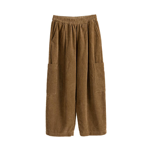 绽放748朵/咖啡色进口灯芯绒休闲裤新款德隆生态棉阔腿裤 商品图4