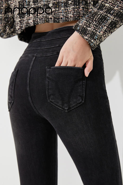 时尚磨绒三排扣牛仔女裤MRN2002 商品图5