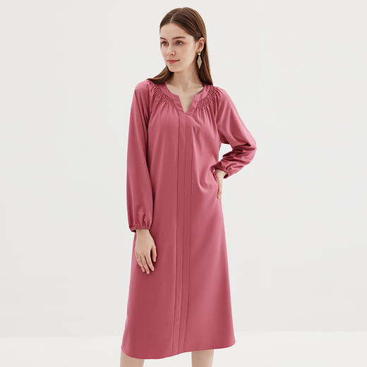 EITIE爱特爱秋季新款舒适系带显瘦百搭通勤连衣裙C2307258 商品图4