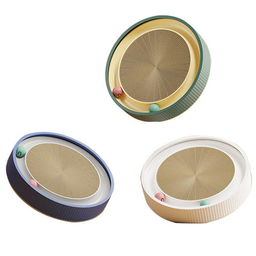 【猫界大热！设计感爆棚颜值猫窝】猫抓板猫窝一体，耐磨耐抓不掉屑，圆形瓦楞纸猫爪板猫碗宠物用品 商品图2