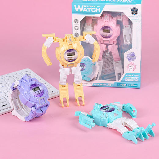 创意儿童节变形人物玩具男孩女童学生礼品机器人电子手表货源 商品图2