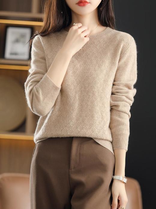 品牌2023夏季韩系风日韩休闲纯羊毛套头圆领常规毛衣女式羊毛衫 商品图2