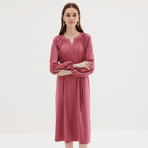 EITIE爱特爱秋季新款舒适系带显瘦百搭通勤连衣裙C2307258 商品图2