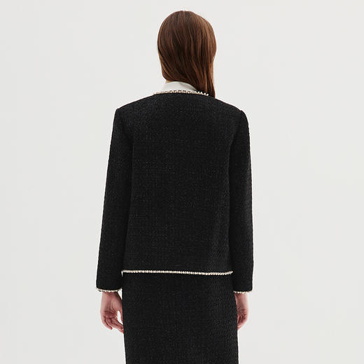 EITIE爱特爱精致千金感黑色通勤直筒小香风粗花呢外套秋季新款C2303210 商品图5