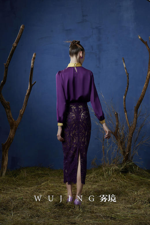 3203039 暮染拂紫 进口定制水溶牛奶丝半裙 雾境 商品图3