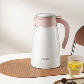 苏泊尔家用办公室大容量热开水保温暖瓶不锈钢保温壶2L樱花粉KC20AP1