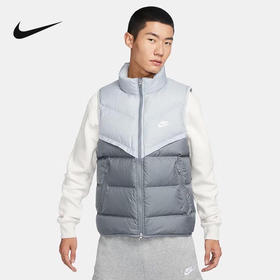 Nike/耐克立领羽绒马甲男子新款休闲运动服宽松拼色背心FB8184-077