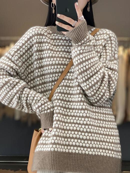 新款2023秋季韩系风日韩休闲纯羊毛套头圆领常规毛衣女式羊毛衫 商品图0