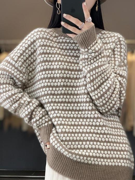 新款2023秋季韩系风日韩休闲纯羊毛套头圆领常规毛衣女式羊毛衫 商品图2