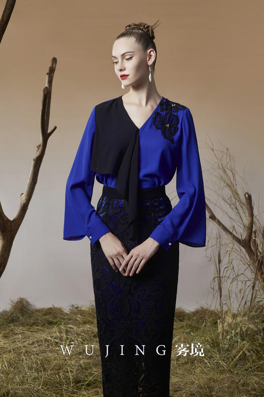 3203061 珠光蓝樱 进口凯特纱上衣 雾境 商品图1