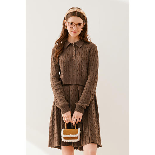 【严选】诗凡黎冬甜酷学院风绞花POLO衫连衣裙SEA190831 商品图0