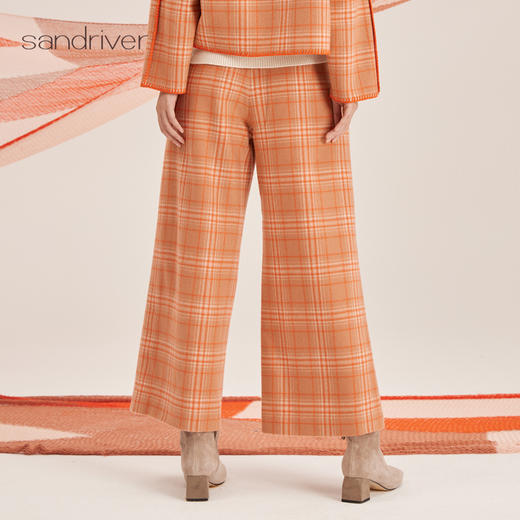 羊绒格纹提花女长裤SJF95W347W 商品图3