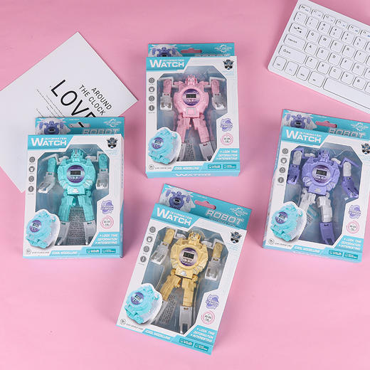创意儿童节变形人物玩具男孩女童学生礼品机器人电子手表货源 商品图0