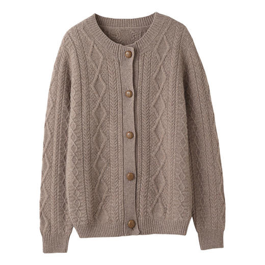 纯色针织开衫，新款韩版女士圆领长袖针织开衫女式外搭毛衣镂空QH-ZD-059 商品图4