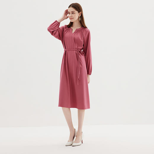 EITIE爱特爱秋季新款舒适系带显瘦百搭通勤连衣裙C2307258 商品图1